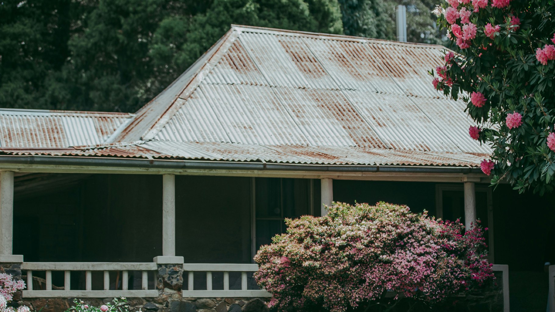 Tin-roofed cottage and veranda.